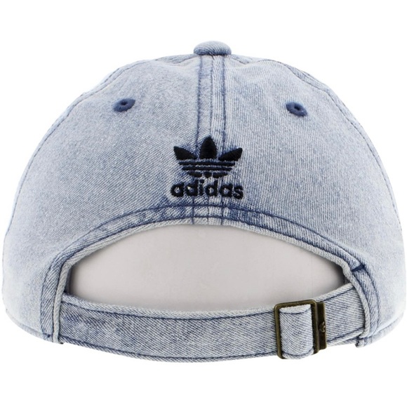 NWT Adidas Original Hat Men's Relaxed Strapback Cap Washed BLUE Denim Round Brim - Picture 10 of 10